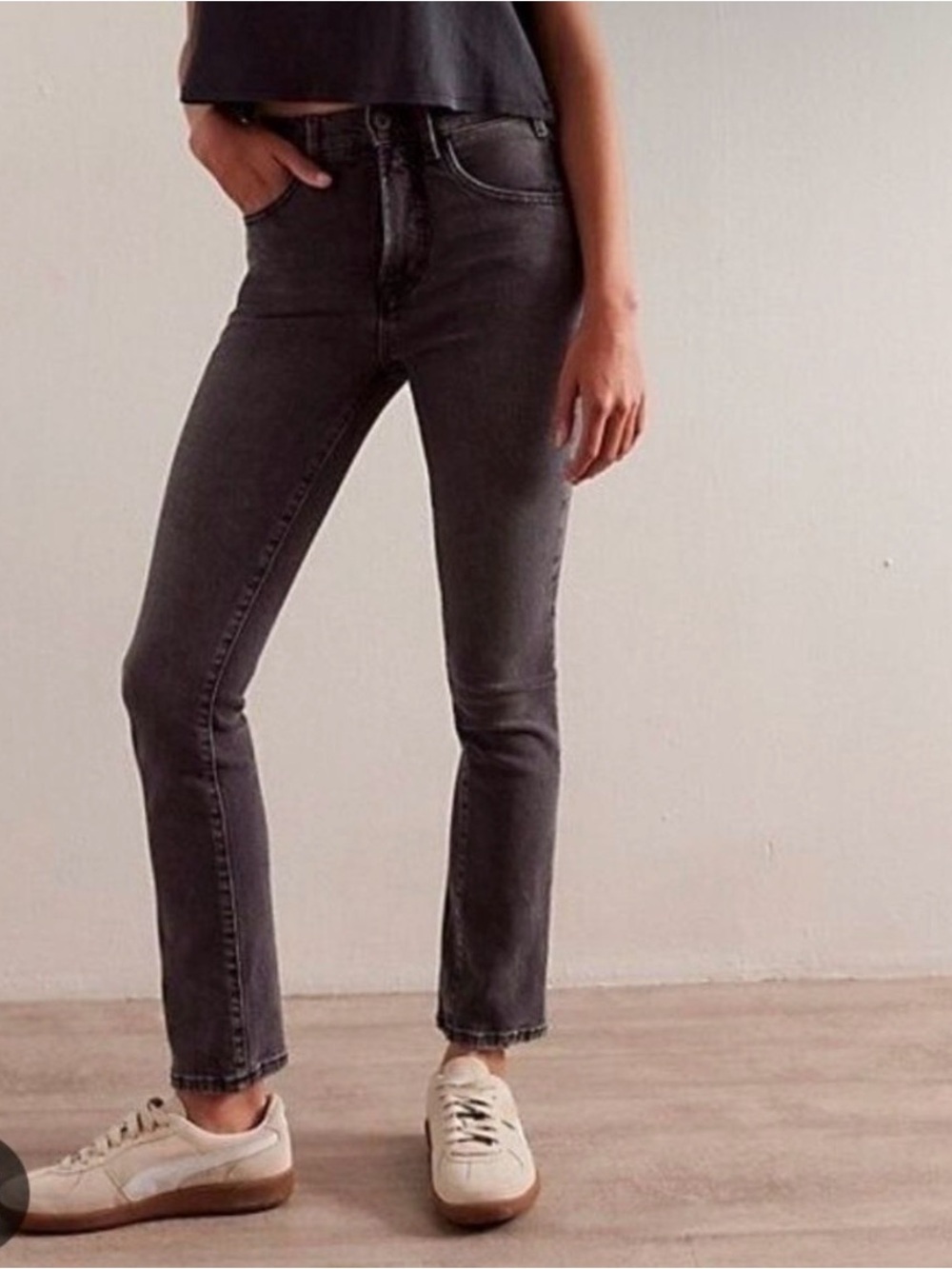 We The Free High-Rise Slim Straight Jeans in Charcoal Gray
